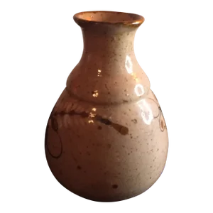 1970s Mexican Tonala Glazed Bud Vase