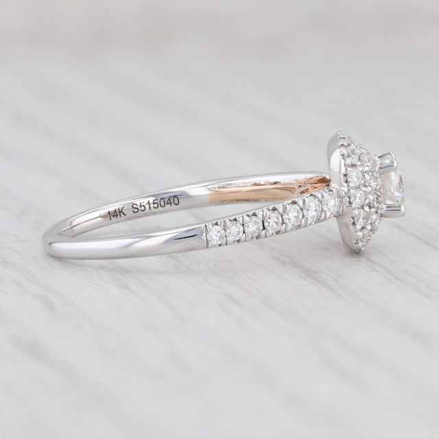 2020s 0.55ctw Round Diamond Halo Engagement Ring 14k White Gold Size 6.5 For Sale - Image 5 of 8