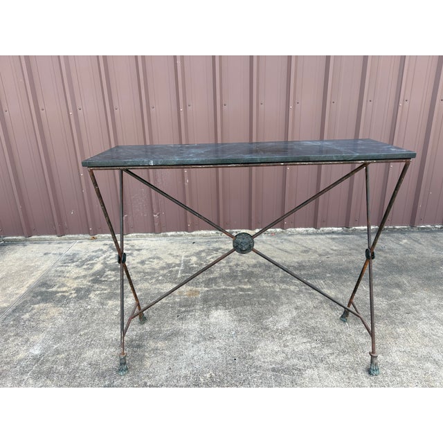 Pair of French Maison Bagues Neoclassical Style Wrought Iron Console Tables For Sale - Image 11 of 11