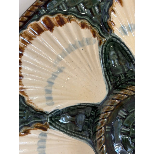Pair of French Longchamp Barbotine Oyster Serving Plates, Circa 1900 For Sale - Image 9 of 12