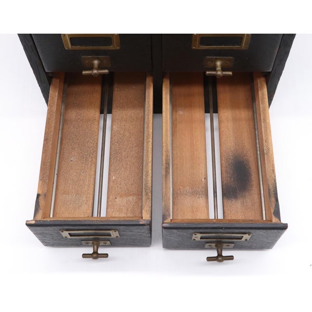 Vintage Four Drawer Tabletop Oak Card File For Sale - Image 4 of 8