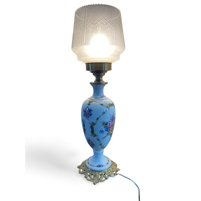 English Porcelain and Brass Lamp, 1950s For Sale - Image 14 of 15