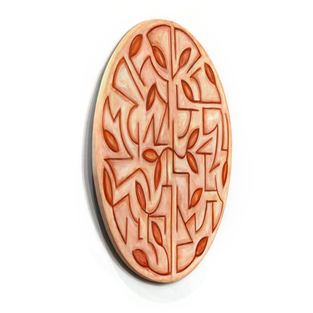 Tondo Arboretum II - Circular Contemporary Abstract Warm Tone Botanical Painting Original Artwork by Harrison Gilman For Sale In Los Angeles - Image 6 of 9