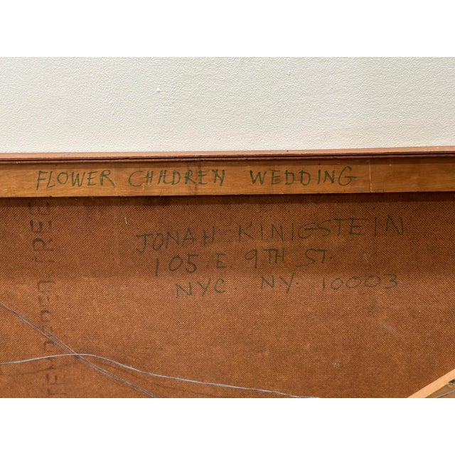 Paint 1970s Jonah Kinigstein - Abstract Impressionist Oil on Board - Flower Children Wedding For Sale - Image 7 of 11