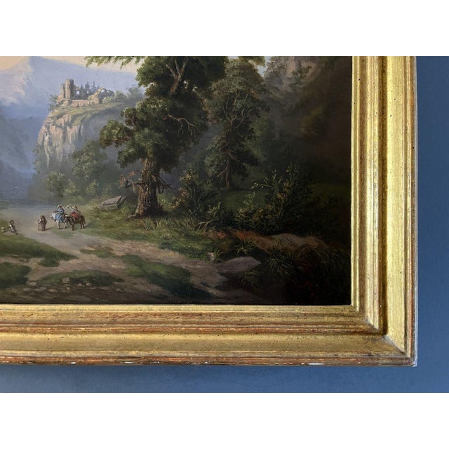 Loos, M., Romantic Landscape, 1874, Oil on Canvas, Framed For Sale - Image 3 of 10