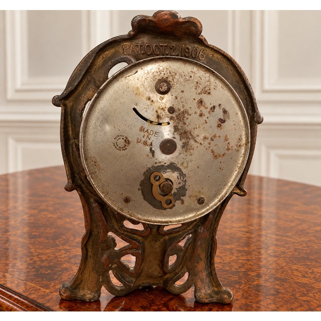 Art Nouveau Antique Westclox Cherub Mantel Clock — Jules E. Roiné Design — 1906 Patent/Casting No. 421 For Sale - Image 3 of 5