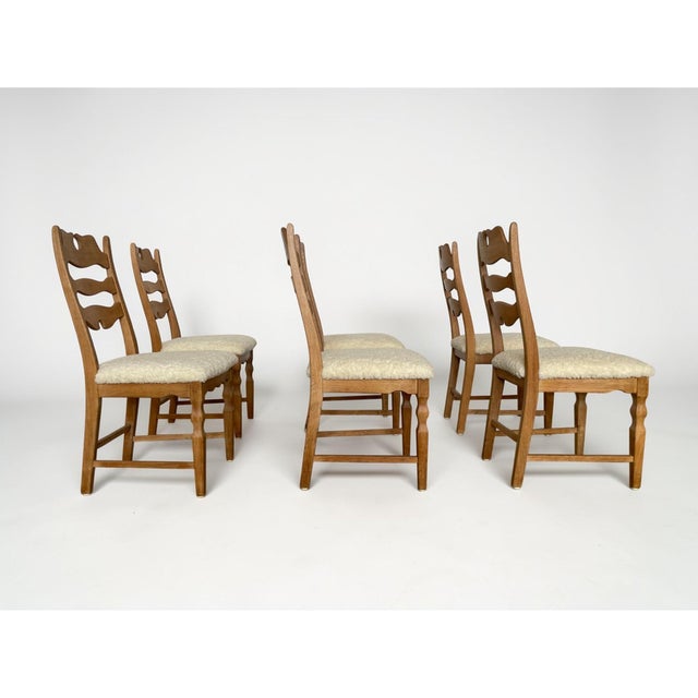 Mid-Century Danish Razorblade Dining Chairs in Oak by Henning Kjærnulf for E.G. Møbler, 1960s, Set of 6 For Sale - Image 11 of 15