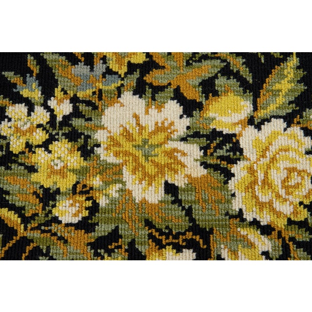 Vintage Handcrafted French Aubusson Wool Rug in Black With Floral Pattern For Sale - Image 9 of 11