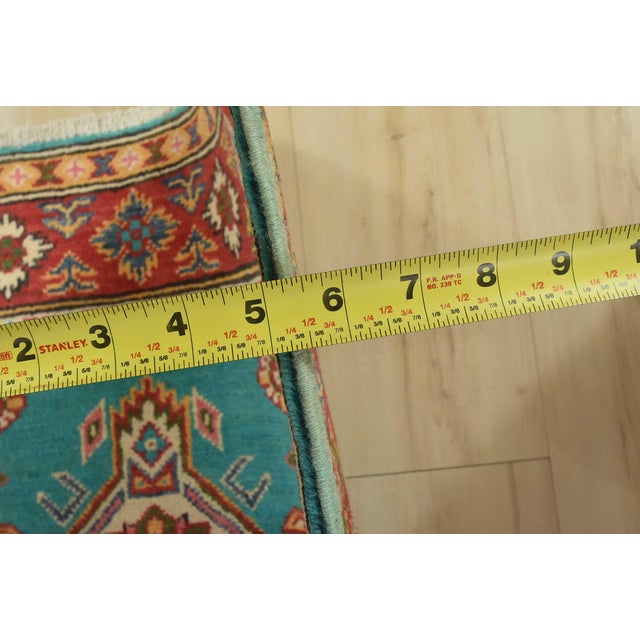 Kazak Runner 2’7” X 9’6” Blue Wool Tribal Hand-Knotted Oriental Rug For Sale - Image 10 of 12