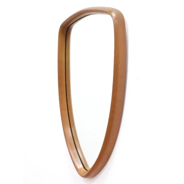 Mid Century Danish Teak Sculpted Shield Mirror For Sale - Image 4 of 10