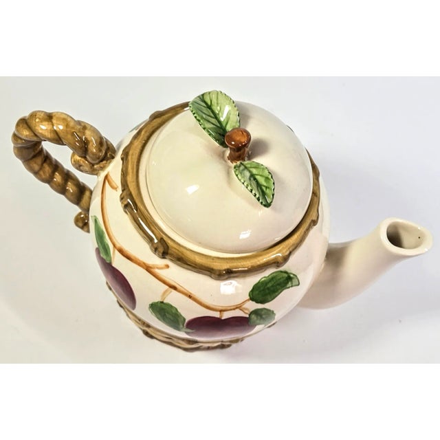 Ceramic Mojolica Apple Teapot For Sale - Image 7 of 9