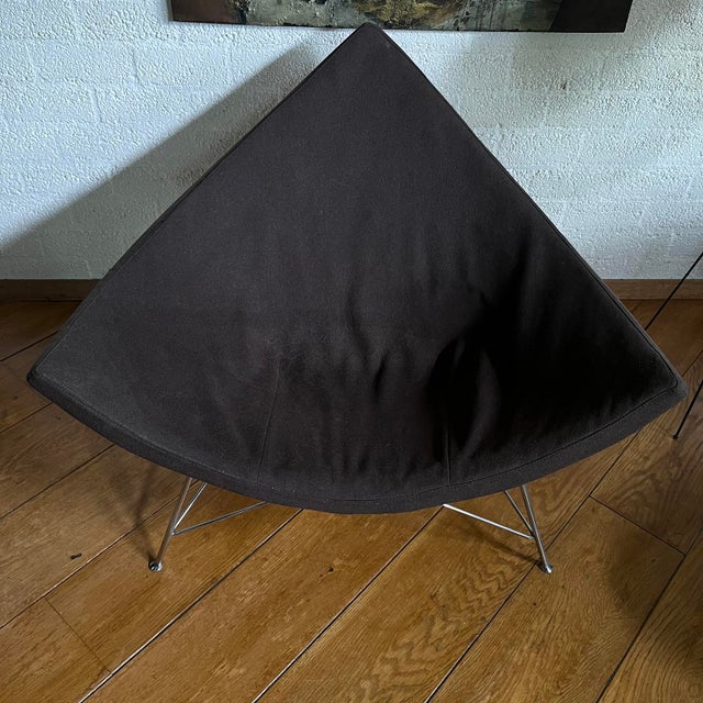 Metal Early Metal Shell Coconut Chair in Brown Upholstery by George Nelson, 1955 For Sale - Image 7 of 17