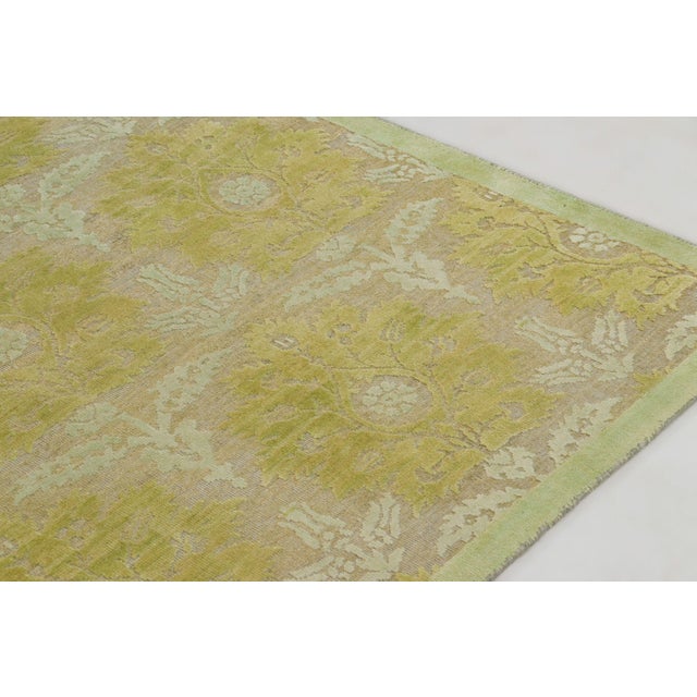 Contemporary Contemporary Block Print Custom Floral Chartreuse & Beige Wool Rug by Rug & Kilim, India For Sale - Image 3 of 10