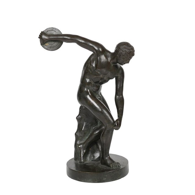 Early 19th Century Grand Tour Bronze Discobolus Sculpture - Attributed to Myron For Sale - Image 4 of 6