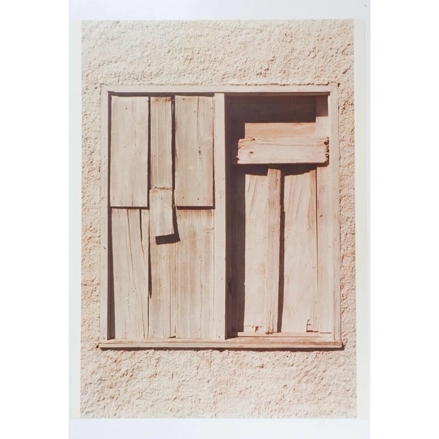 Vintage 1978 abstract boarded up window photograph on paper by Richard C. Bray. Artist stamp and titled Chugwater Wyoming...