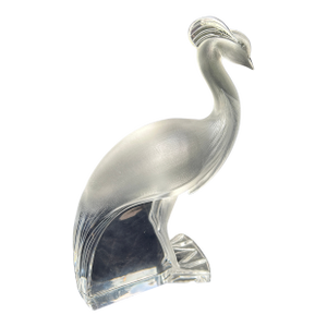 Pristine Lalique Louisiane Peacock/Crane 1970's Retired Crystal Sculpture Designed by Marc Lalique
