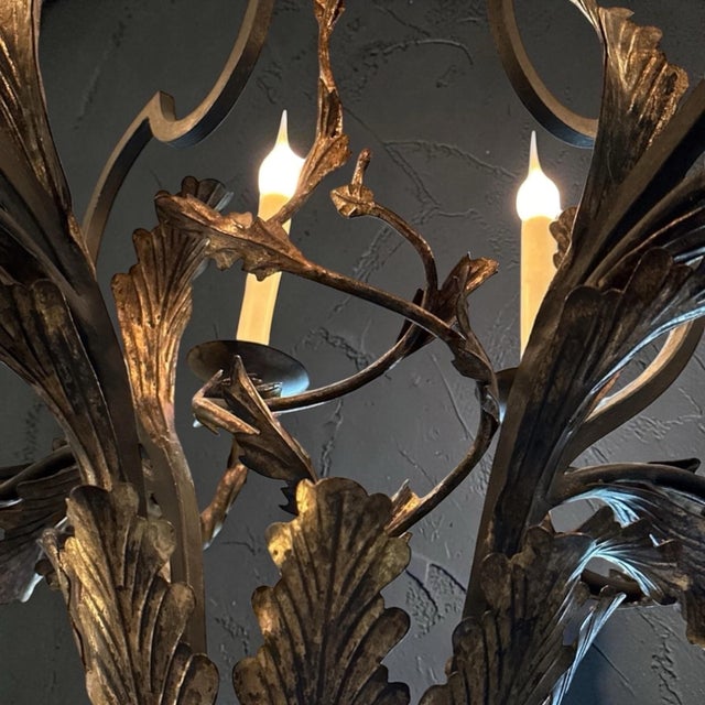 Metal Dennis & Leen Biarritz Gilt Iron Chandelier For Sale - Image 7 of 8