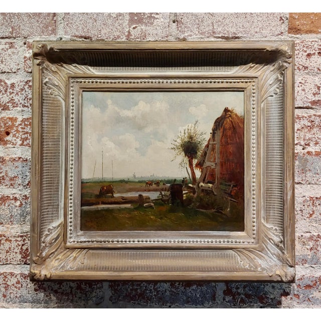 19th century Dutch Farm Landscape - Oil painting