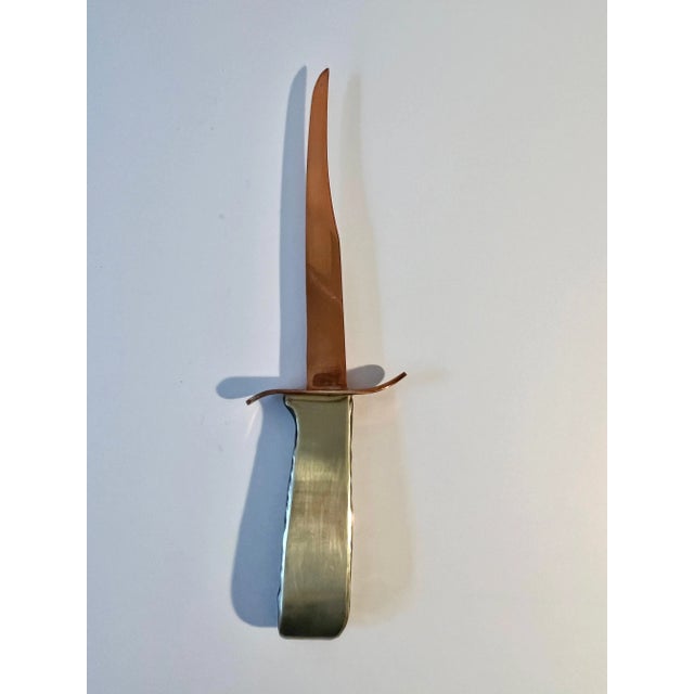 Mid 20th Century Copper and Brass Letter Opener with Hammered Side Handle For Sale - Image 5 of 10