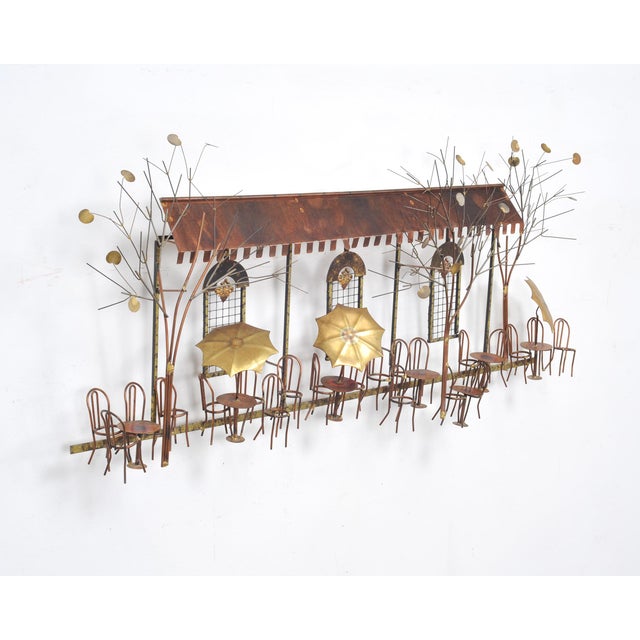 Mid-Century Modern C. Jeré Attrib. Brass Parisian Café Bistro Wall Sculpture For Sale - Image 3 of 18