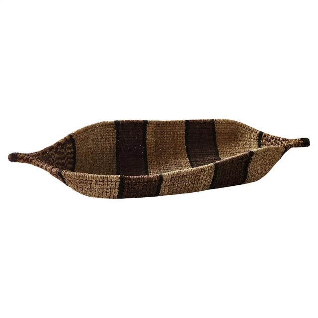 1960s Handwoven Gambela Canoe Bread Basket For Sale - Image 4 of 7