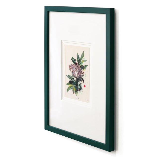 Art Deco Danewort - Framed Dark Green Tone Floral Artwork on Antique Botanical Book Page Artwork by Lee Herring For Sale - Image 3 of 9