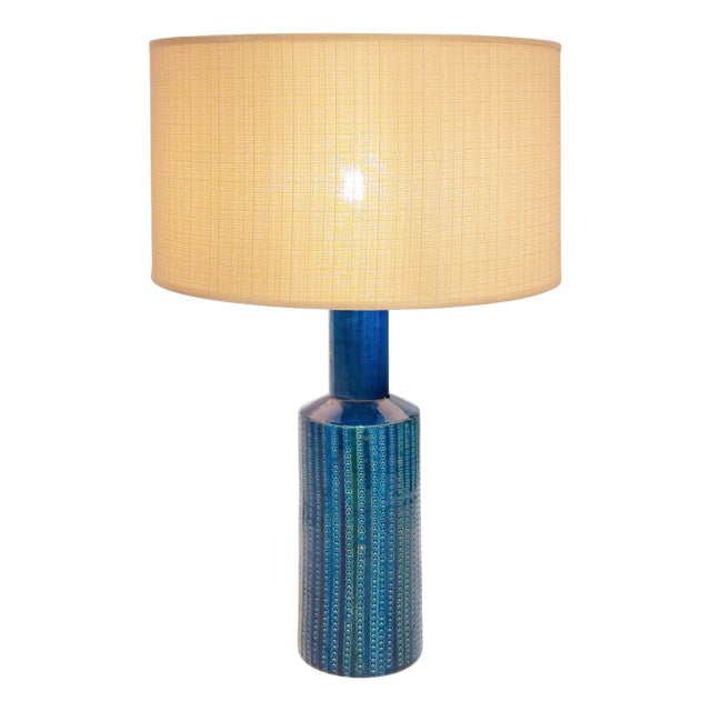 Rimini Ceramic Table Lamp in Blue by Aldo Londo for Bitossi, Italy, 1960s For Sale