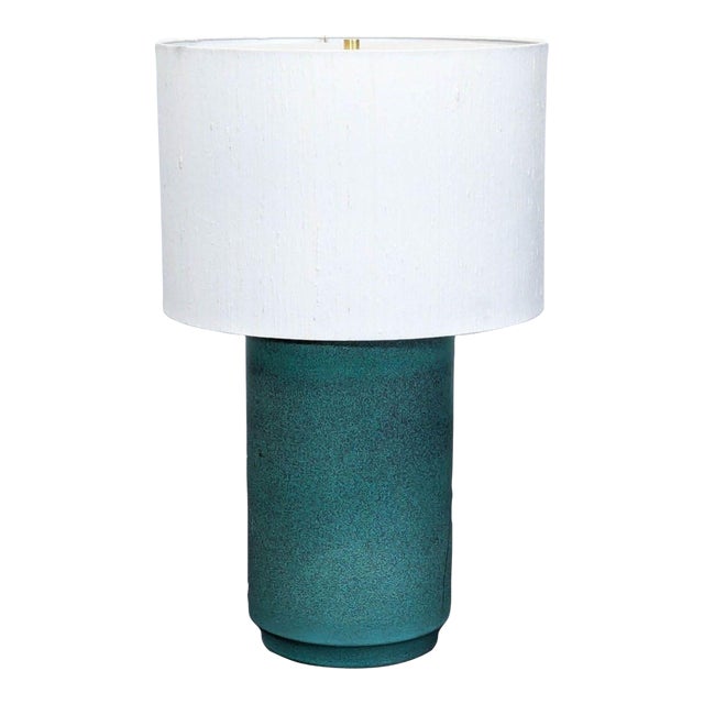 Cb2 Rosalind Modern Table Lamp With White Shade and Green Gradient Base For Sale