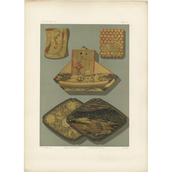 Late 19th Century George Ashdown Audsley, Illustration of Japanese Box Elements with Lacquer, 1880s, Print For Sale - Image 5 of 5