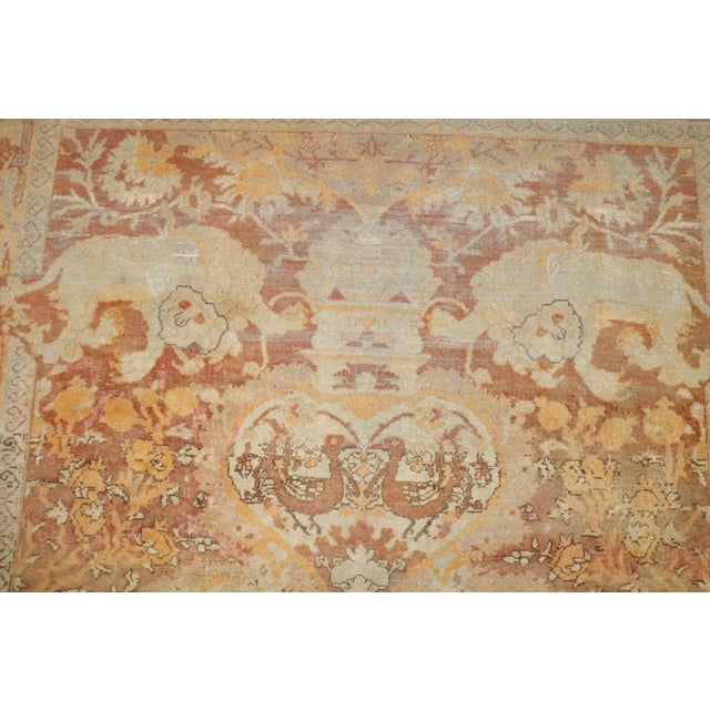 Antique Square Agra Pictorial Animal Rug rug no.j3883 For Sale - Image 10 of 11