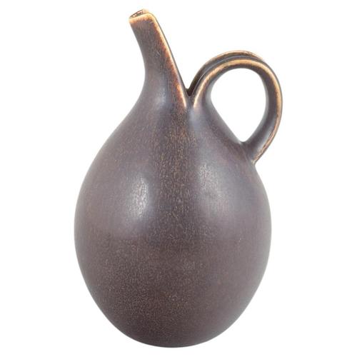 2000 - 2009 Large Vintage Danish Stoneware Jug with Brown Glaze by Eva Stæhr-Nielsen for Saxbo For Sale - Image 5 of 5