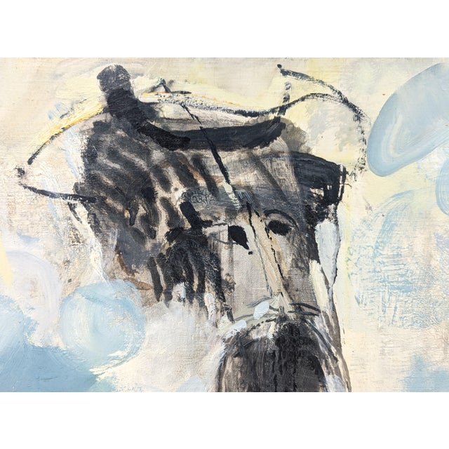 Joël Dabin "L'Hidalgo de la Mancha" Modern Blue Tone Abstract Expressionist Figure Painting, 1991 For Sale - Image 10 of 12