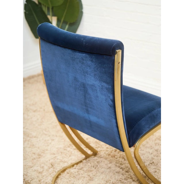 Wood Mid-Century Navy Blue Chairs Set of Six For Sale - Image 7 of 7