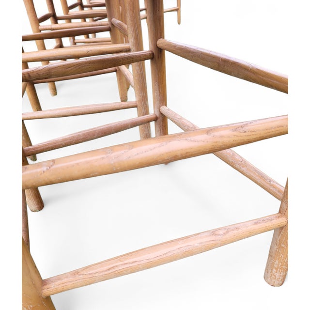 Beige Vintage French Farmhouse Ladderback Dining Chairs in Oak with Rush Seats, 1950s, Set of 4 For Sale - Image 8 of 13