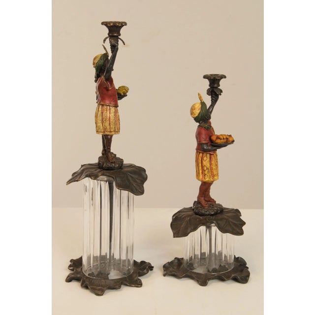Painted Bronze Figural Candle Holders A Pair Chairish