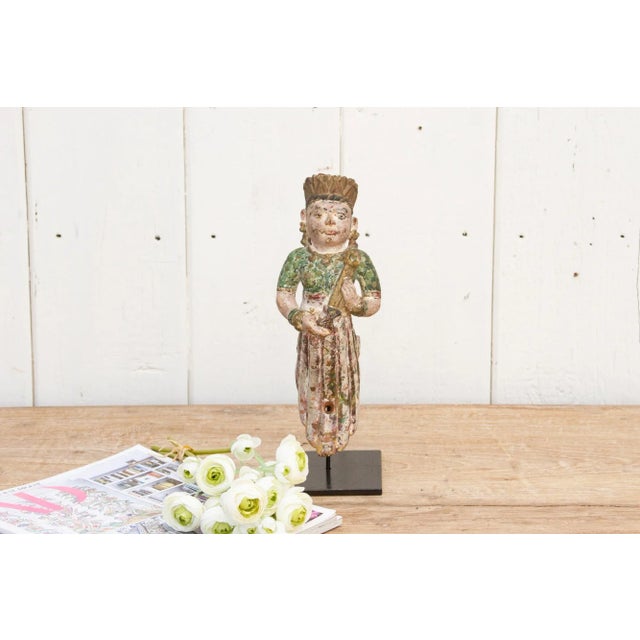 Green Late 19th Century Indian Celestial Musician For Sale - Image 8 of 8