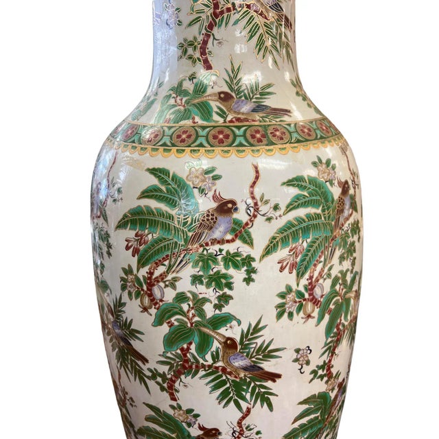 Ceramic Palace Size Famille Verte-Style Porcelain Floor Vase For Sale - Image 7 of 9