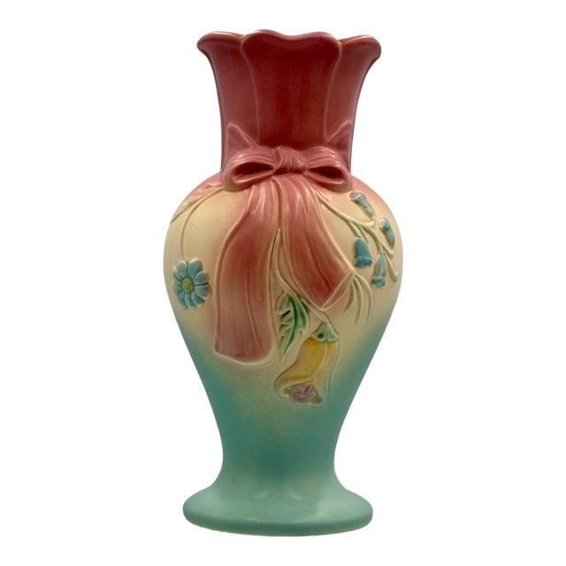 1940s Vintage Large Hull Pottery Bow Knot Vase For Sale