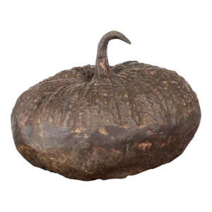 Contemporary Lost Wax Bronze Pumpkin Sculpture with Rustic Patina