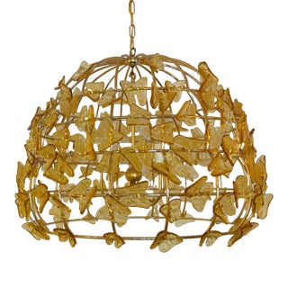 Baker Modern Gold Glass Butterfly Dome CHandelier Prototype For Sale