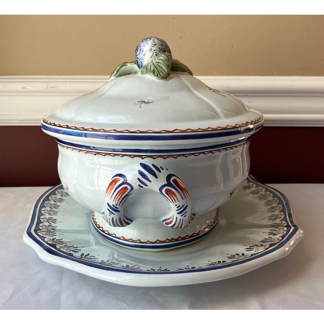Antique Decor Ruen Fait Main, Tiffany & Co. France Porcelain Tureen & Underplate For Sale In Washington DC - Image 6 of 12