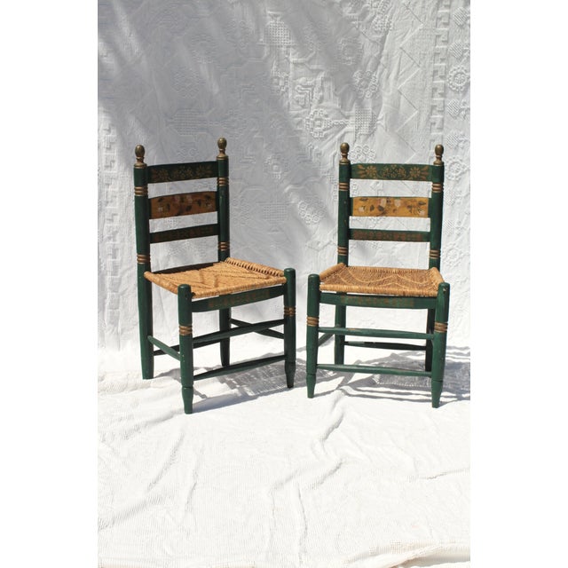 Green Pair of Mexican Folk Art Chairs in Green From the 1930s For Sale - Image 8 of 12