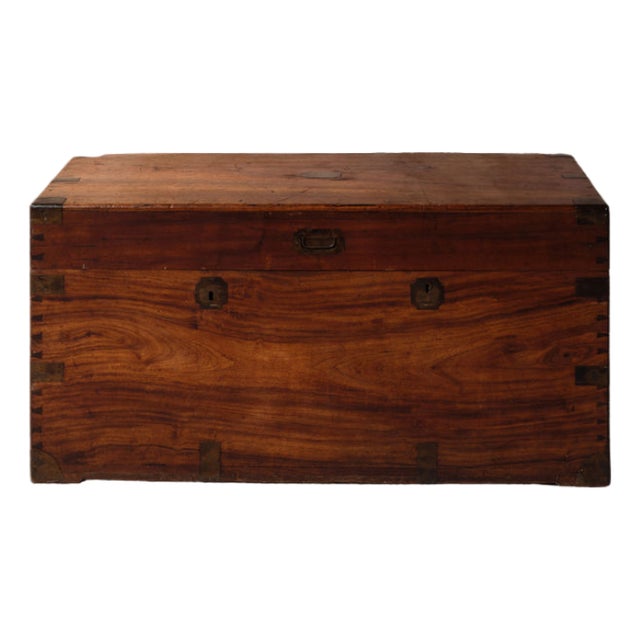 19th Century French Camphor Wooden Marine Chest For Sale