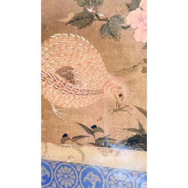 Late 20th Century Tosa Mitsuoki Quail and Autumn Flowers Color Lithograph Japanese Edo Period Reproduction For Sale - Image 11 of 12