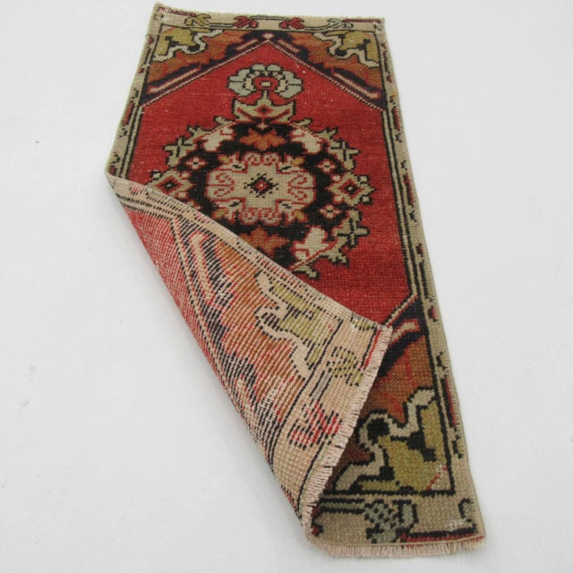 Mid-Century Modern Vintage Mini Turkish Rug For Sale - Image 3 of 4
