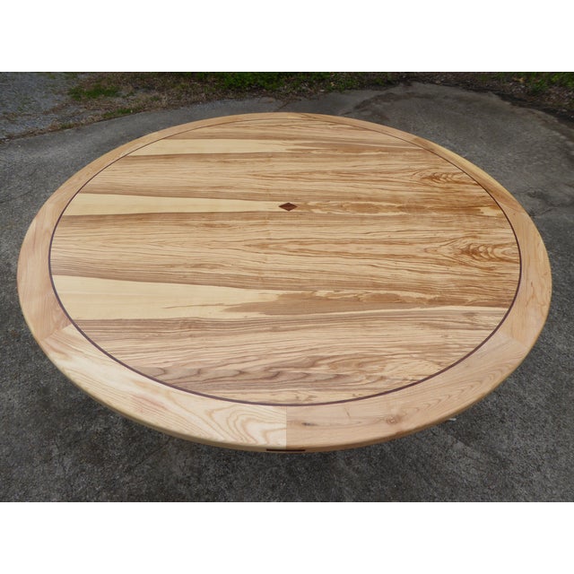 Contemporary Dining Tbl. In Olive Ash Regal and Rare - With Walnut Embellishments by RichardGentryDesigns For Sale - Image 3 of 12