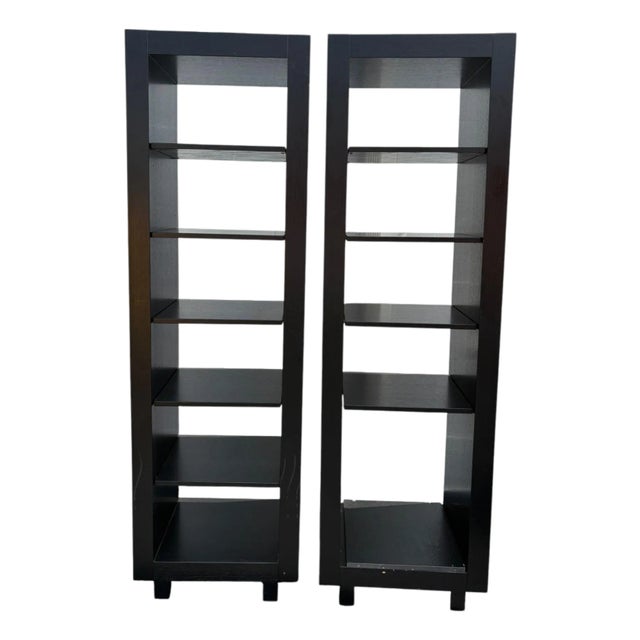 Set of 2 Black Ebonized Bookcases For Sale