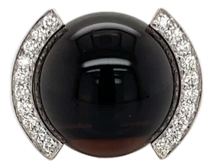 Cartier Smoky Quartz Diamond 18k White Gold Cocktail Ring - Size 6