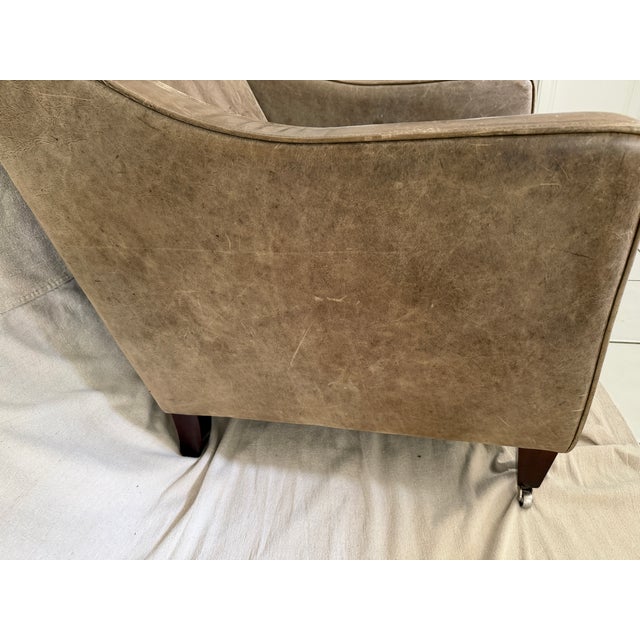 Wood Vintage Tetrad International British Shelby Sloped Arm Leather Club Chairs - A Pair For Sale - Image 7 of 11