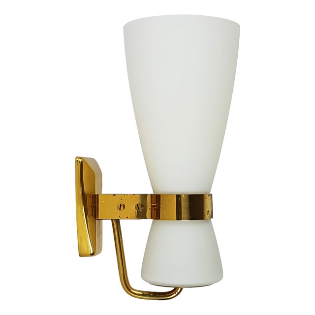 Large Opaline Glass and Brass Sconce 2118 from Stilnovo, 1959 For Sale